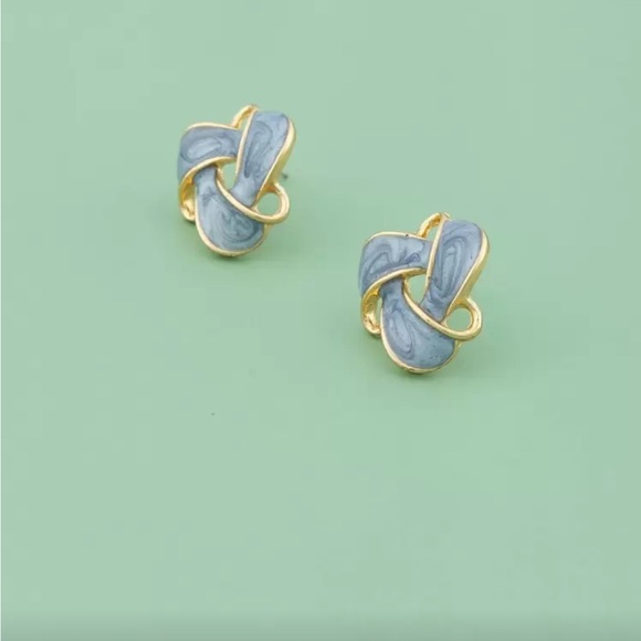 Jewelry - Elegant Gold and Blue Knot Earrings